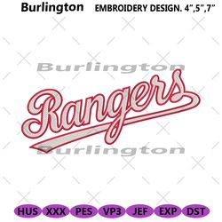 ranger mlb wordmark logo machine embroidery