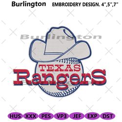 texas rangers cowboy hat logo mlb embroidery instant download