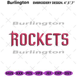 rockets wordmark logo embroidery instant design, houston rockets logo embroidery design, nba team logo embroidery design