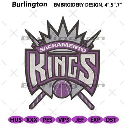 sacramento kings logo nba embroidery design files, sacramento kings basketball embroidery design, logo nba embroidery di