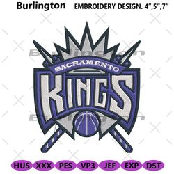 nba sacramento kings logo machine embroidery files, sacramento kings basketball embroidery design, nba logo embroidery f