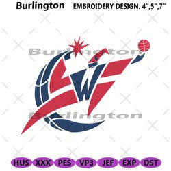 nba washington wizards logo symbol embroidery design, washington wizards embroidery design, logo sport team instant file