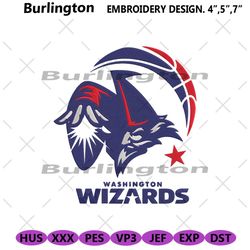 nba washington wizards logo symbol embroidery digital, washington wizards embroidery design, nba logo digital embroidery