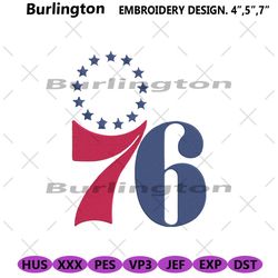 philadelphia 76ers symbol machine embroidery design files, 76ers team embroidery instant download, nba logo file embroid
