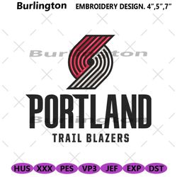 portland trail blazers logo machine embroidery digitals, portland trail embroidery instant design, nba machine design em