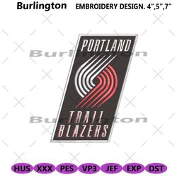 portland trail symbol machine embroidery digital, portland trail nba embroidery design, nba team embroidery instant des