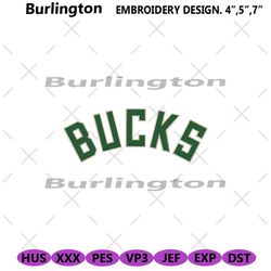 milwaukee bucks wordmark logo embroidery files, milwaukee bucks embroidery design file, logo nba team machine embroidery