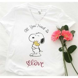all you need is love snoopy, unisex t-shirts
