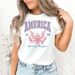 usa shirt, summer bbq t-shirt, red white and blue, america tee, land of free, women's 4th of july, unisex t-shirts