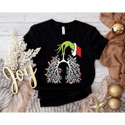 christmas nurse shirt, respiratory therapist tee, lung christmas lights shirt, unisex t-shirts