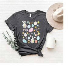 cute easter shirt, happy easter shirt, bunny flower shirt, easter gift for women, unisex t-shirts