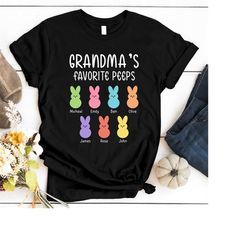 easter grandma shirt, easter bunny kids name personalized shirt, grandma easter shirt, unisex t-shirts