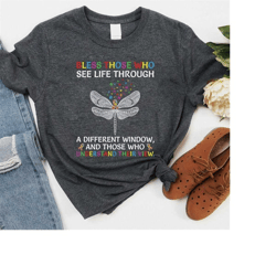 autism shirt, bless those who see life from a different window, autism support shirt, unisex t-shirts