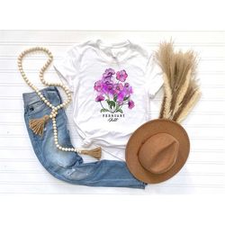 february birth flower shirt, violet shirt, birth month flower bouquet shirt, flower gift shirt, unisex t-shirt