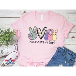 peace love peeps shirt, peeps easter t-shirt, cute peeps gift, easter bunny outfit, easter love shirt, unisex t-shirt