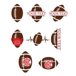 football monogram bundles svg, sport svg, split name frame svg, football heartbeat svg, american football monogram svg,
