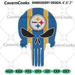 nfl pittsburgh steelers skull logo team embroidery design download file.