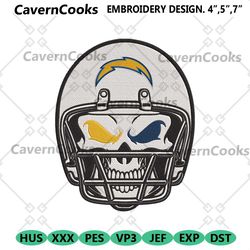 skull helmet los angeles chargers nfl embroidery design.