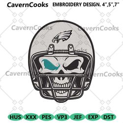 skull helmet philadelphia eagles logo nfl embroidery design.