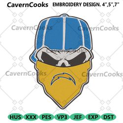 los angeles chargers skull bandana nfl embroidery design download