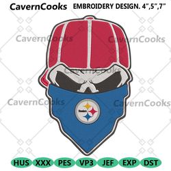 pittsburgh steelers skull bandana nfl embroidery design download