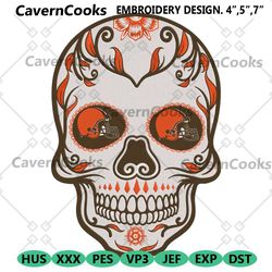 sugar skull cleveland browns nfl embroidery design download