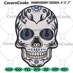 sugar skull indianapolis colts nfl embroidery design download