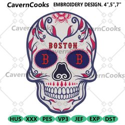 skull mandala boston red sox embroidery design file