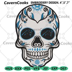 carolina panthers skull nfl team logo embroidery design download