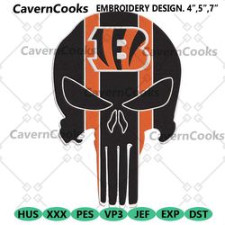 skull cincinnati bengals nfl team logo embroidery design files