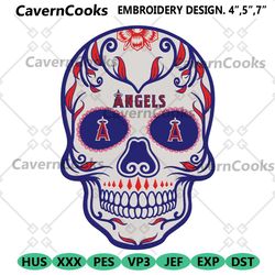 skull mandala los angeles angels embroidery design file.