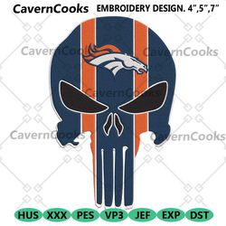 denver broncos nfl team skull logo embroidery design