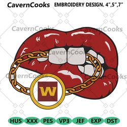 washington commanders inspired lips embroidery design download