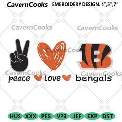 peace love cincinnati bengals embroidery design file download