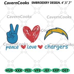 peace love los angeles chargers embroidery design file download