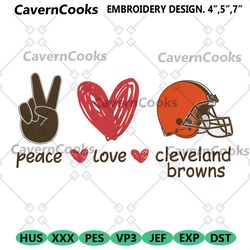 peace love cleveland browns embroidery design file download