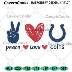 peace love indianapolis colts embroidery design file download
