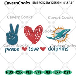 peace love miami dolphins embroidery design file download