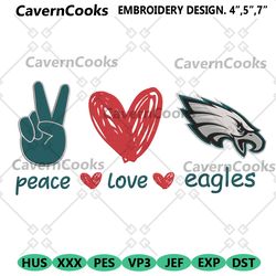 peace love philadelphia eagles embroidery design file download