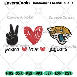 peace love jacksonville jaguars embroidery design file download