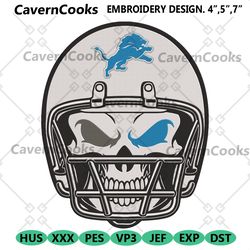 detroit lions team skull helmet embroidery design file