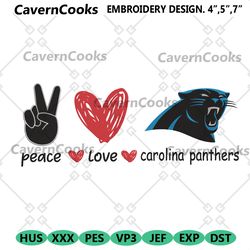 peace love carolina panthers embroidery design file download