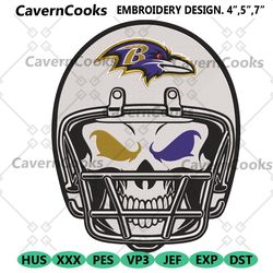 skull helmet baltimore ravens nfl embroidery design
