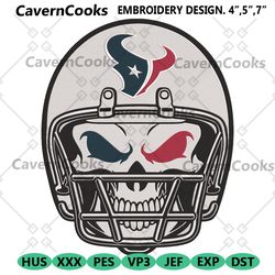 houston texans team skull helmet embroidery design file