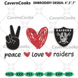 peace love las vegas raiders embroidery design file download