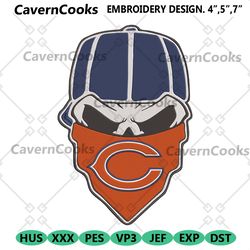 chicago bears skull bandana nfl embroidery design download