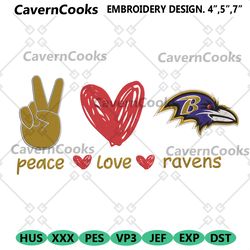 peace love baltimore ravens embroidery design file download