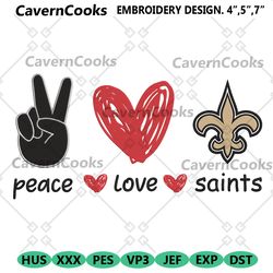 peace love new orleans saints embroidery design file download