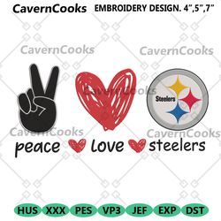 peace love pittsburgh steelers embroidery design file download