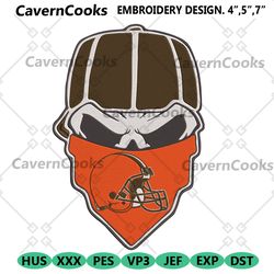 cleveland browns skull bandana nfl embroidery design download.